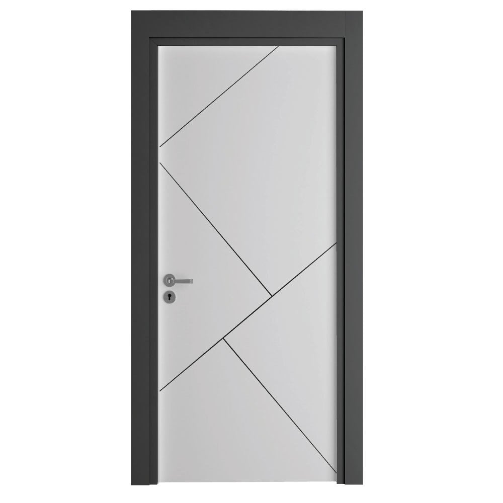 Melamin Gümüş Fugalı WC Kapısı Beyaz Antrasit