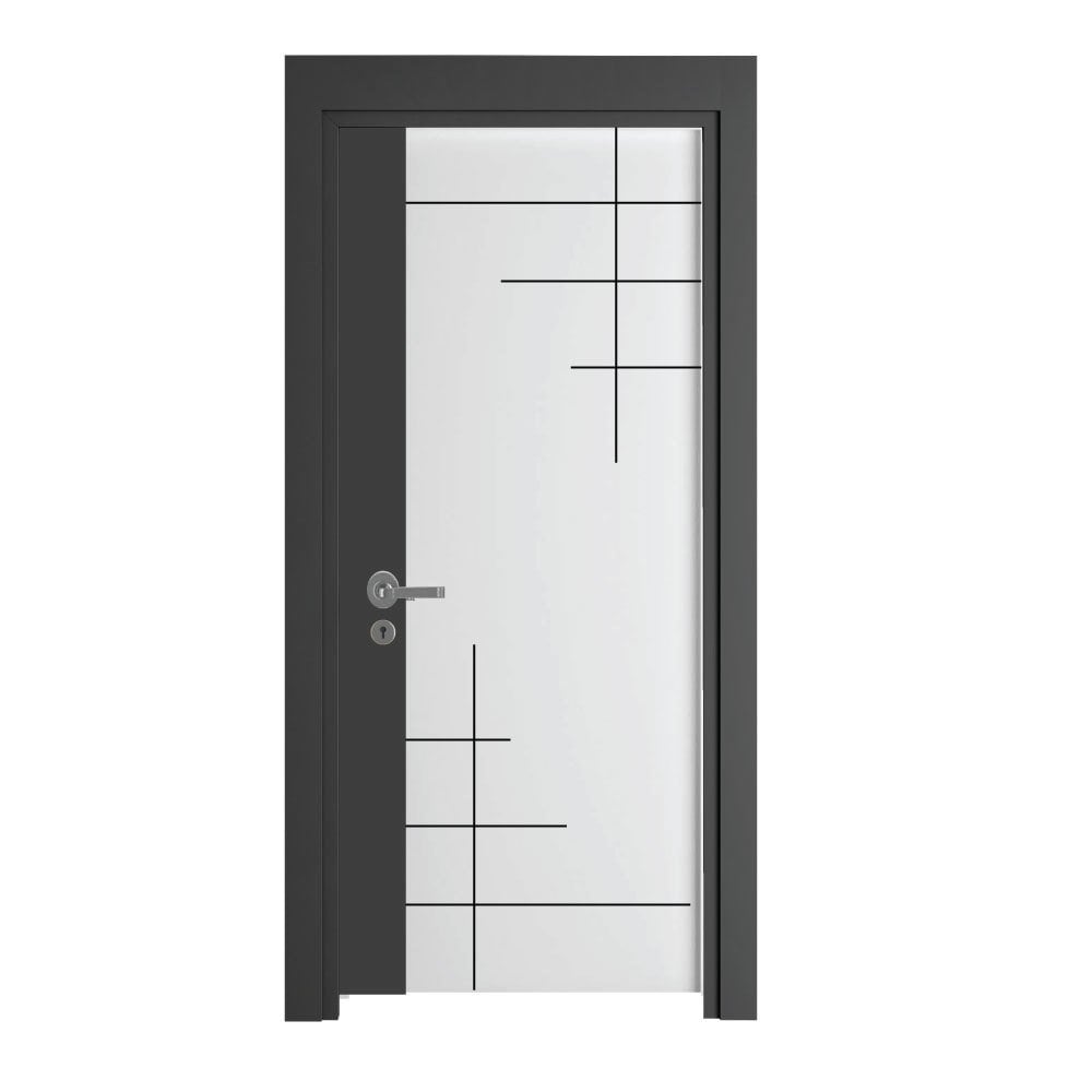 Melamin Kaplı Kare Siyah Fugalı Oda Kapısı Antrasit