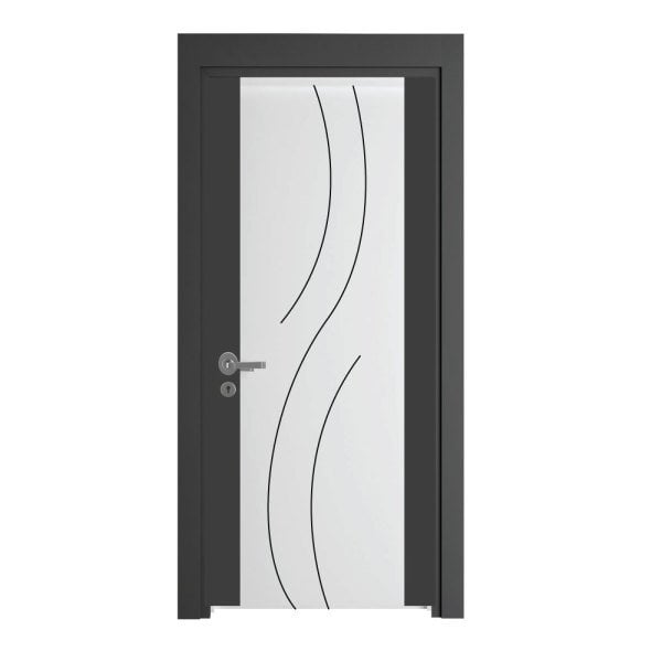 Melamine Coated Wavy Black Jointed WC Door Anthracite