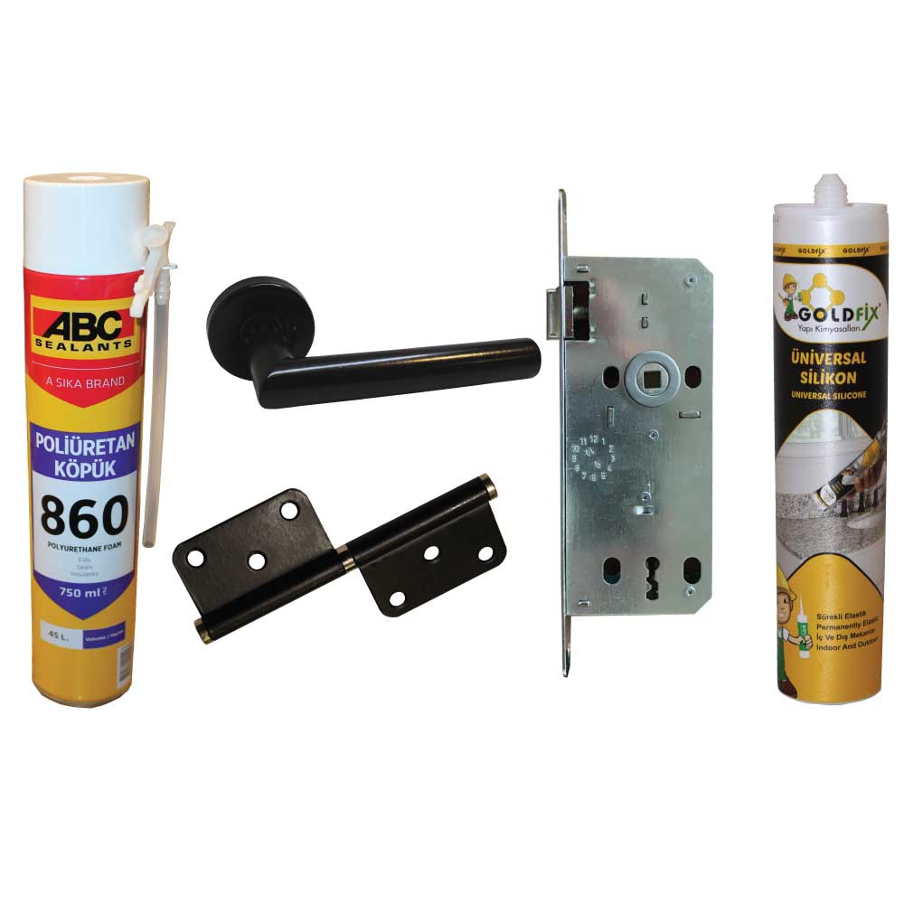 Black Coated Stainless Door Room, Room locks, hinges, silicone and polyurethane foam