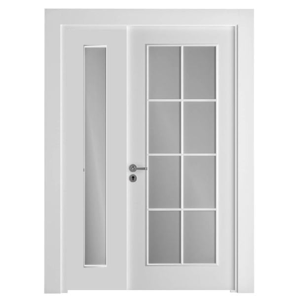 Melamin Kaplı Yavrulu  Camlı Oda Kapısı Beyaz