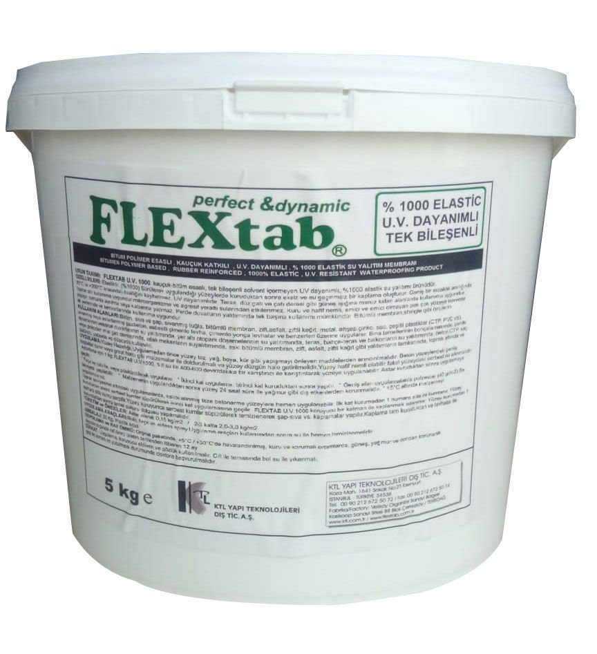 Flextab %1000 Elastik Bitüm Polimer UV Dayanımlı Sıvı Su Yalıtım Membranı 5 KG