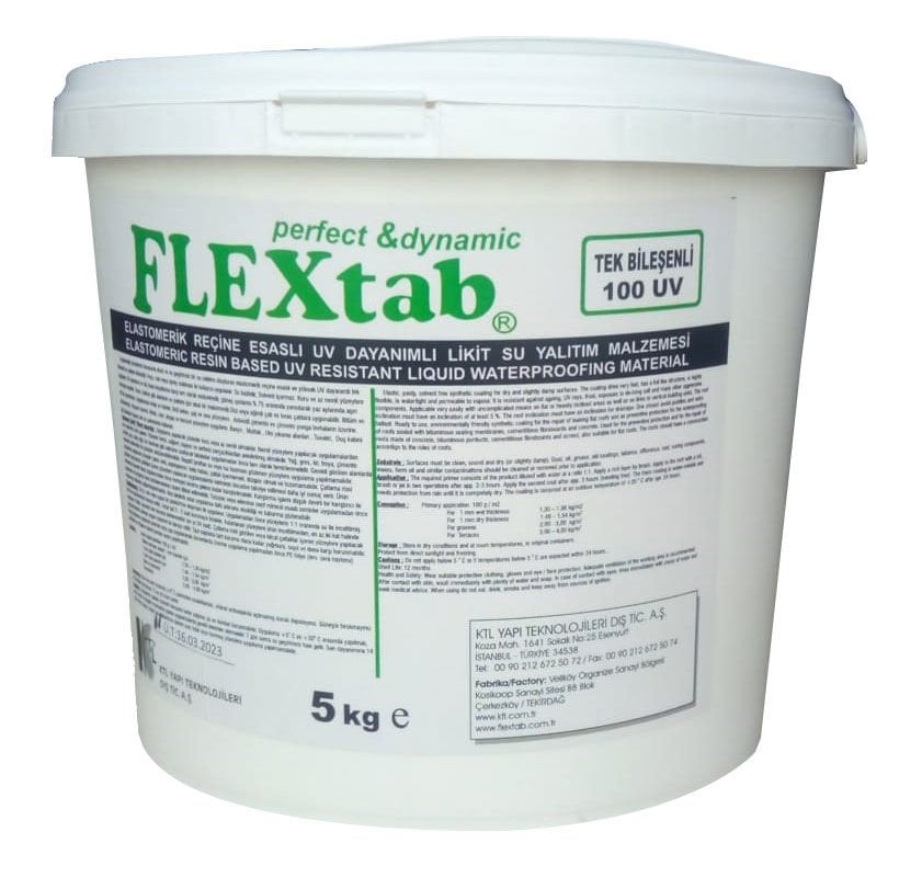 FLEX1AK Elastomerik Reçine Esaslı UV Dayanımlı Su Yalıtım Malzemesi 5 KG