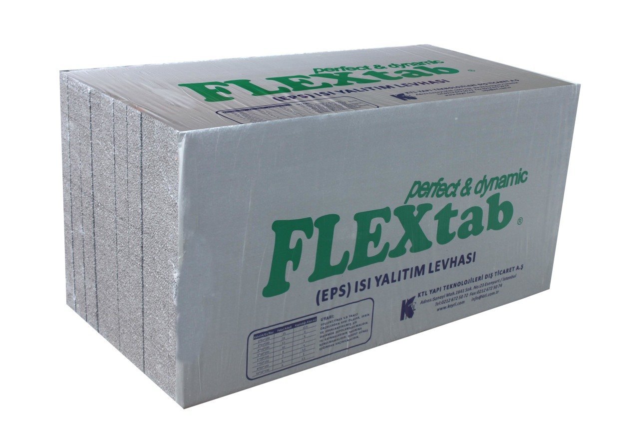 Flextab Isı Yalıtım Levhası 6cm*50cm*100cm 4 m2/Pkt 8 Adet/Pkt 0,24m3