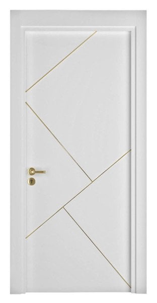 Melamin Kaplı  Altın Sarısı Fugalı WC Kapısı Beyaz