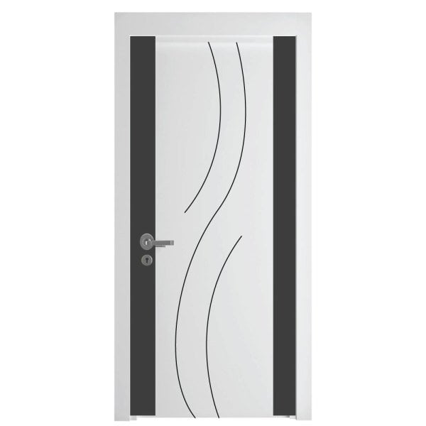 Melamine Wavy Black Jointed Room Door Anthracite White