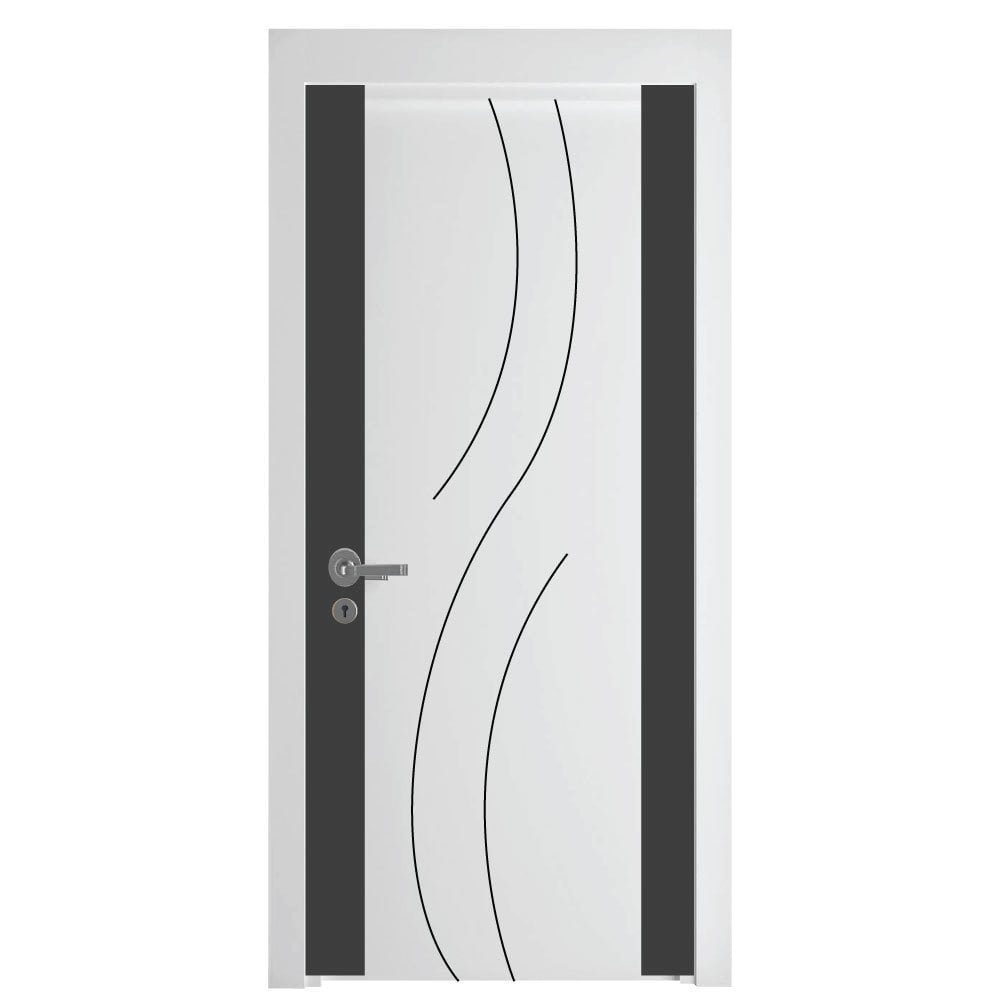 Melamine Wavy Black Jointed WC Door Anthracite White