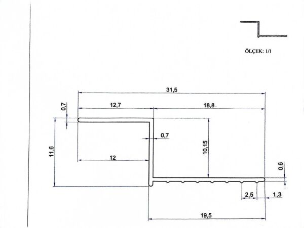 Alüminyum Z Profili 12 mm