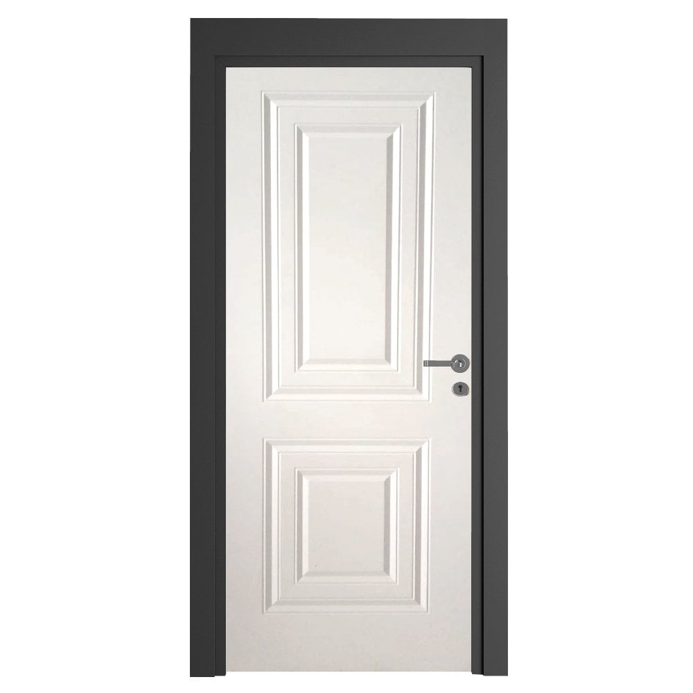 PVC Kaplı WC Kapısı Simetri Beyaz Antrasit Kasa Kasa 22 cm