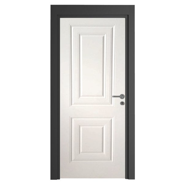 PVC Kaplı WC Kapısı Simetri Beyaz Antrasit Kasa Kasa 22 cm