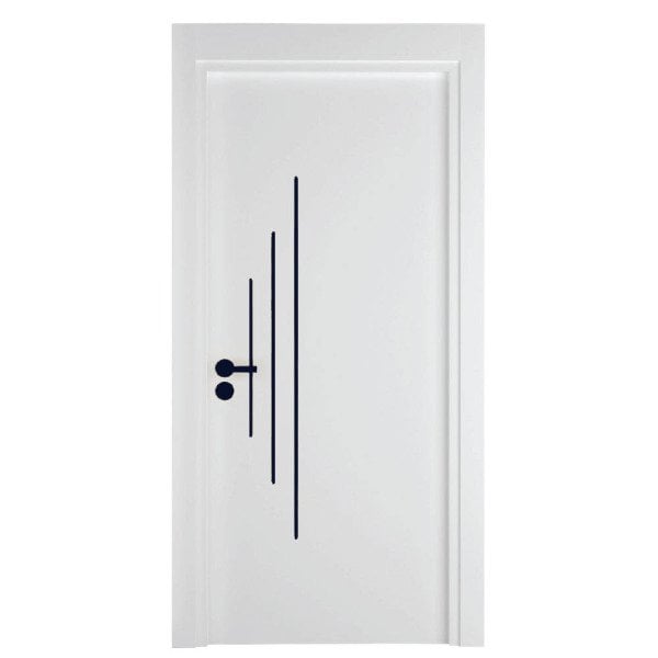 Melamin Kaplı Dikey Siyah Fugalı Oda Kapısı Beyaz